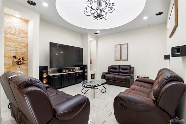4805 Galilea St, Edinburg, TX 78542 - living area with a chandelier and recessed lighting