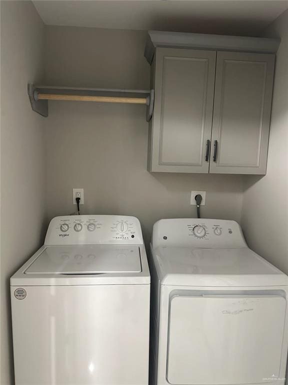 laundry room with cabinets and separate washer and dryer