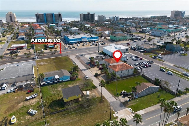 103 W Dolphin St Unit 1B, South Padre Island, TX 78597 - birds eye view of property featuring a water view and a city view