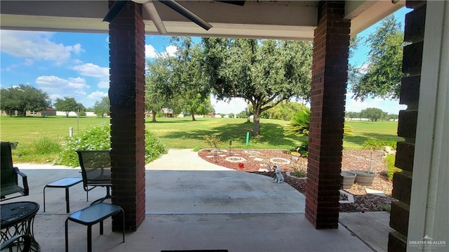 view of patio with ceiling fan