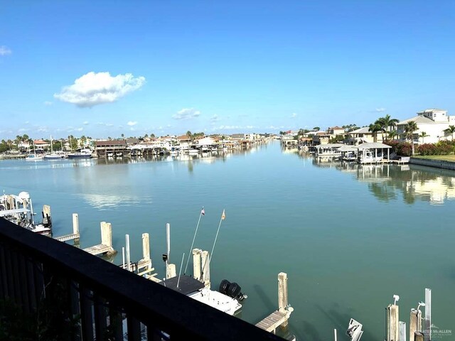 property view of water with a boat dock