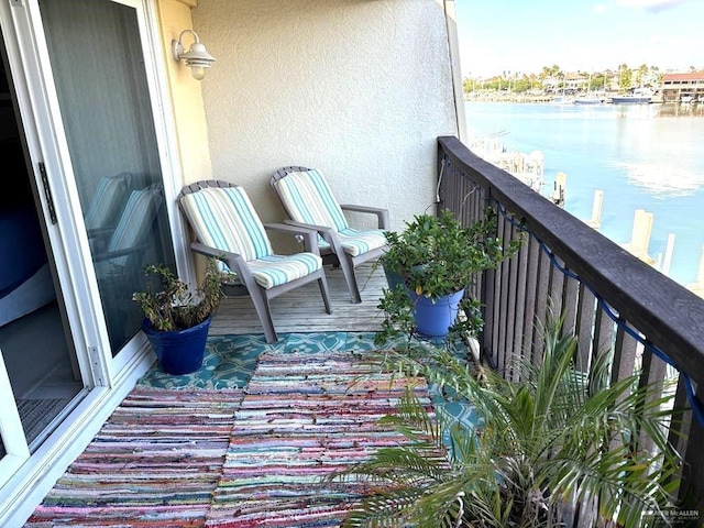 balcony with a water view