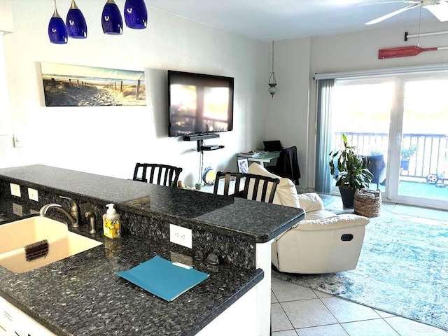 dining room with light tile patterned floors