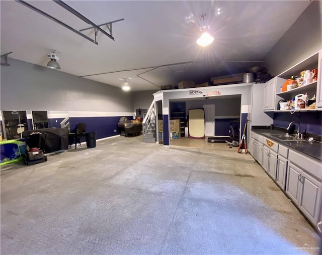 garage featuring sink