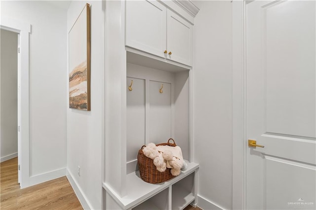 mudroom with light wood-type flooring