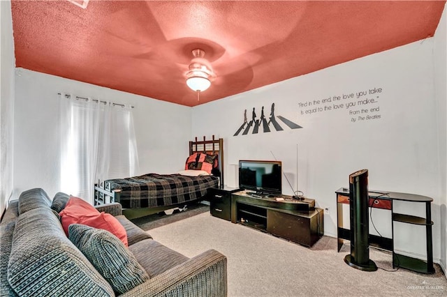 2201 S Jackson Road I Unit 7, Pharr, TX 78577 - carpeted bedroom with a textured ceiling and a ceiling fan