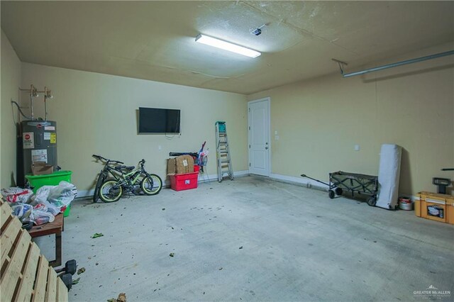 garage with electric water heater