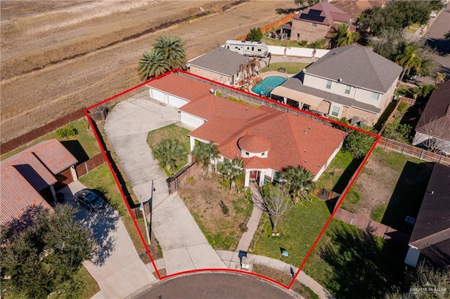 bird's eye view with a residential view