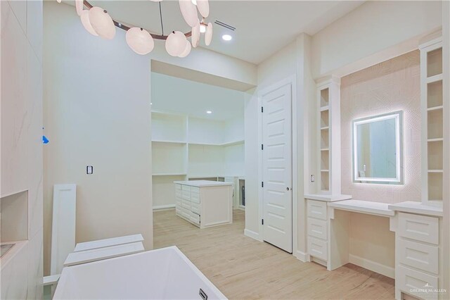 kitchen with built in shelves