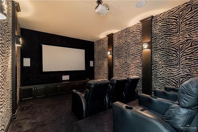 view of carpeted home theater