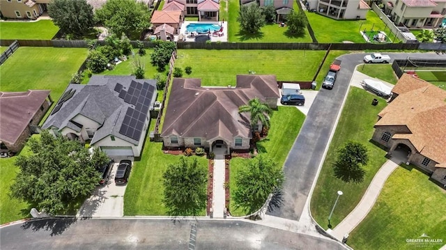 aerial view with a residential view