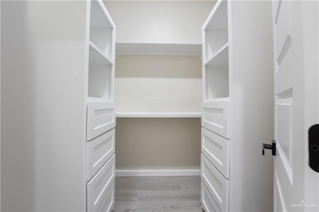 spacious closet with light wood-type flooring