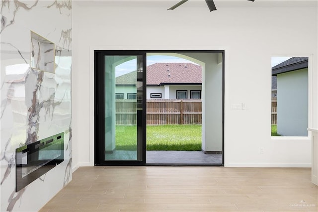 820 N Trinity St, Edinburg, TX 78541 - entryway with wood finished floors and a ceiling fan