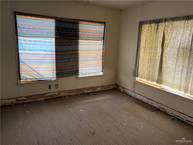 spare room featuring wood-type flooring