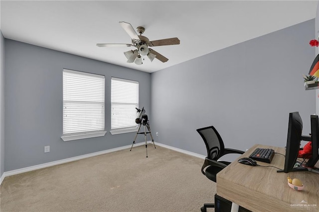 408 Bernal St, Edinburg, TX 78539 - carpeted office with baseboards and a ceiling fan