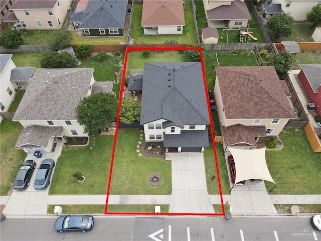 408 Bernal St, Edinburg, TX 78539 - aerial view of residential area featuring property parcel outlined