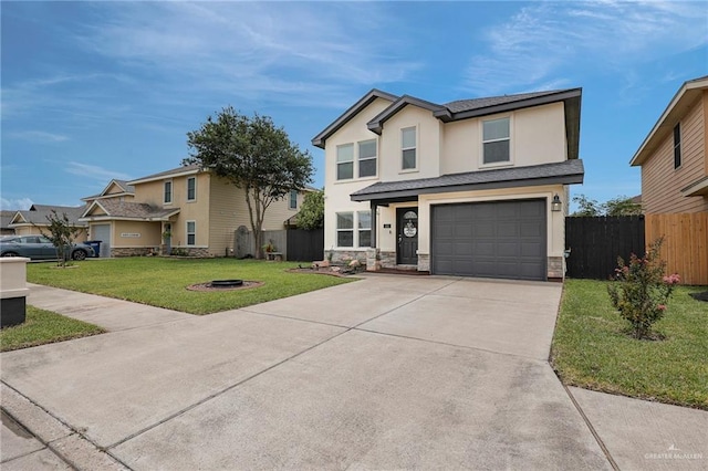 408 Bernal St, Edinburg, TX 78539 - traditional home featuring stone siding, stucco siding, driveway, and a garage