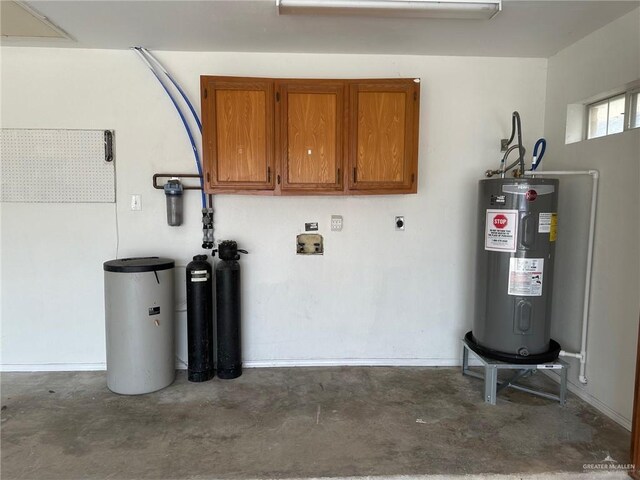 utility room with electric water heater