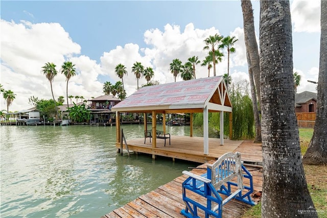 view of dock featuring a water view