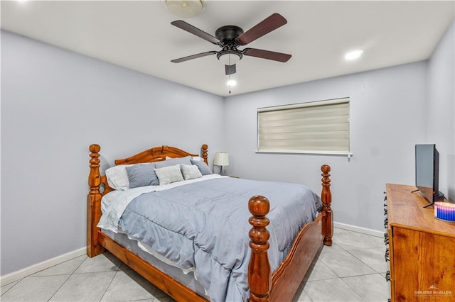 18064 Garrett Rd, Harlingen, TX 78552 - bedroom featuring light tile patterned floors, recessed lighting, and ceiling fan