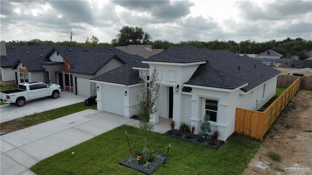 exterior space featuring a yard and a garage