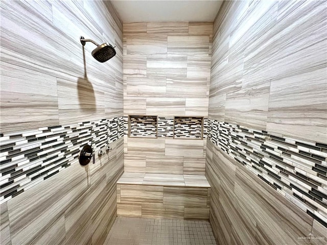 interior details with tiled shower