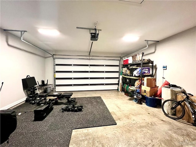 garage with a garage door opener