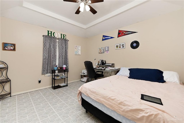 6800 N 35th St, Mcallen, TX 78504 - bedroom with baseboards, a ceiling fan, and a raised ceiling