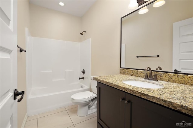 109 Aaron St, Mercedes, TX 78570 - bathroom with vanity, tile patterned flooring, toilet, and shower / tub combination