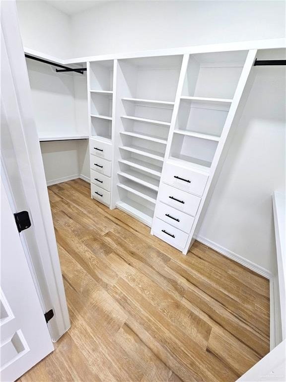 spacious closet featuring hardwood / wood-style flooring