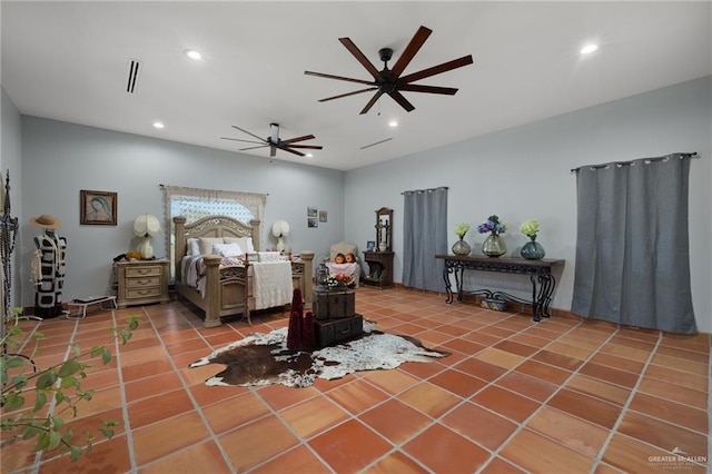 bedroom with tile patterned flooring