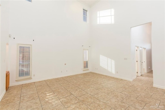 empty room with a towering ceiling