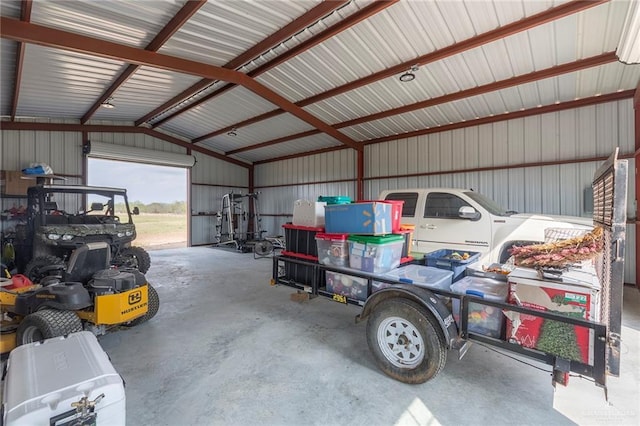 garage featuring metal wall