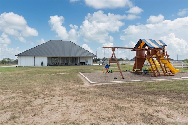 community playground with a lawn