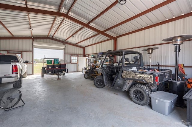 garage with metal wall