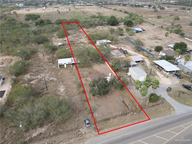 aerial view featuring a rural view