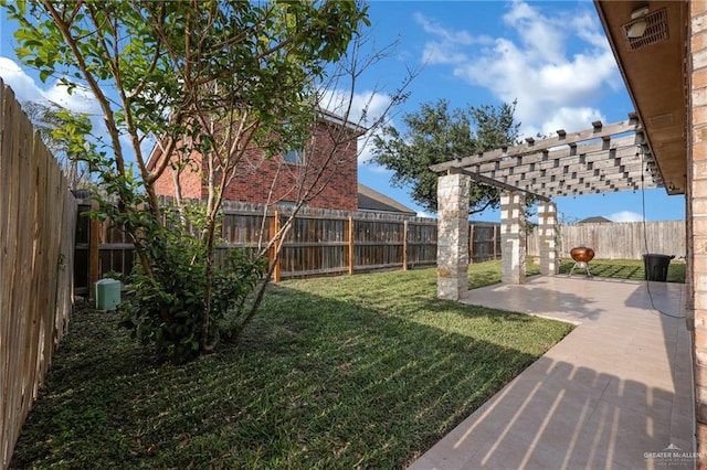 2600 Northgate Ln, Mcallen, TX 78504 - view of yard featuring a fenced backyard, a patio area, and a pergola