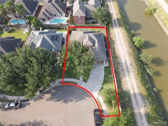 2600 Northgate Ln, Mcallen, TX 78504 - birds eye view of property with a water view and a residential view