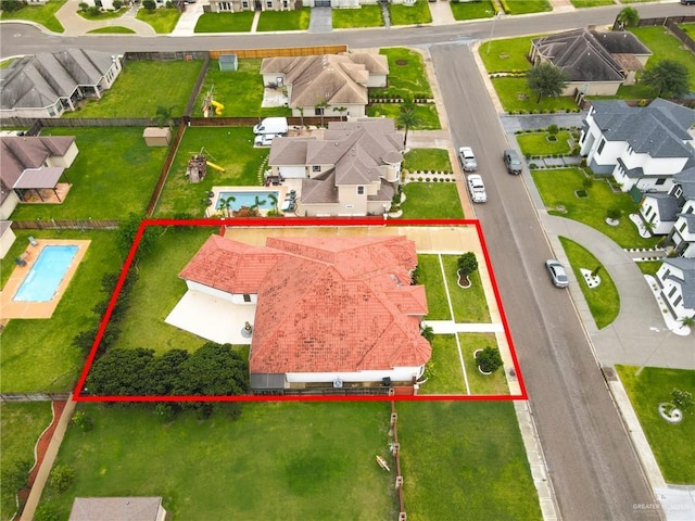 1410 Lobelia St, Weslaco, TX 78599 - aerial view of residential area with property parcel outlined
