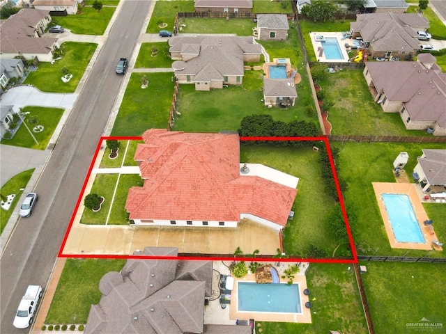 1410 Lobelia St, Weslaco, TX 78599 - aerial view of residential area with property parcel outlined