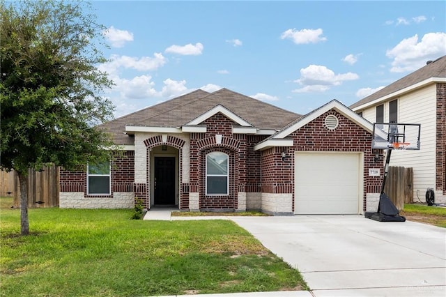 7719 N 39th Ln, Mcallen, TX 78504 - view of front of property with brick siding, an attached garage, driveway, and roof with shingles