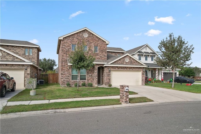 craftsman house featuring central AC and a front lawn