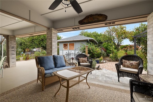 view of patio / terrace with outdoor lounge area and ceiling fan