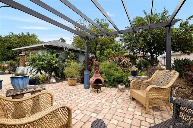 view of patio / terrace featuring a pergola