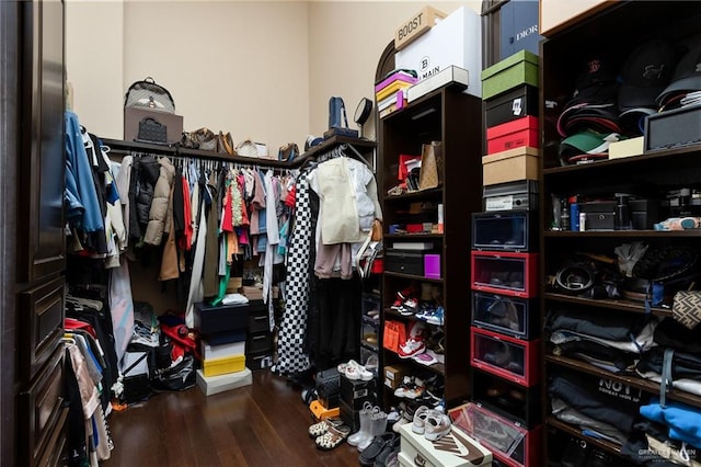 walk in closet featuring hardwood / wood-style flooring