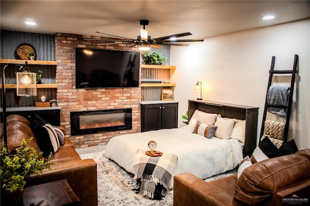 420 N Mayberry Rd, Alton, TX 78573 - bedroom with a fireplace and recessed lighting
