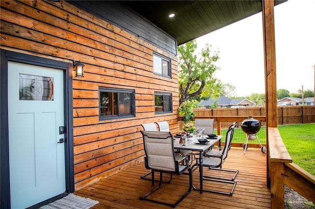 420 N Mayberry Rd, Alton, TX 78573 - wooden deck featuring outdoor dining area and a fenced backyard