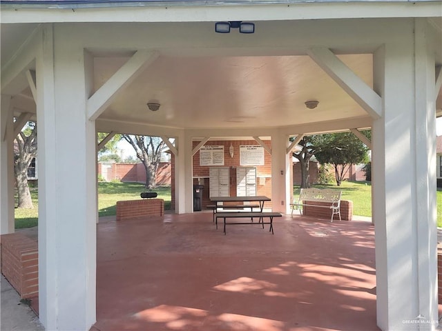 view of patio featuring a gazebo