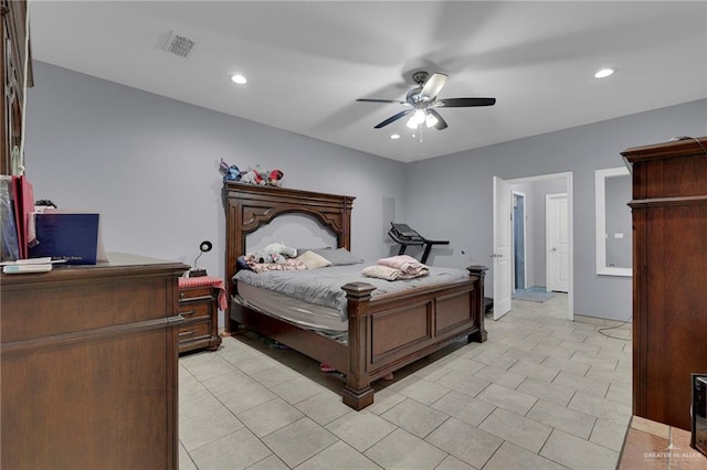 bedroom featuring ceiling fan