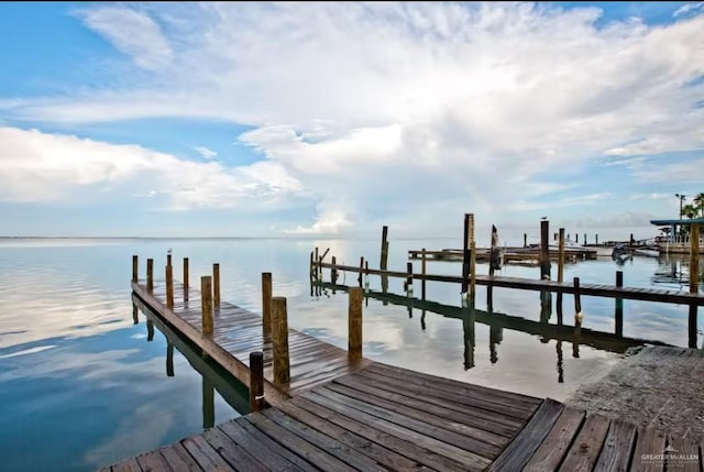 view of dock featuring a water view